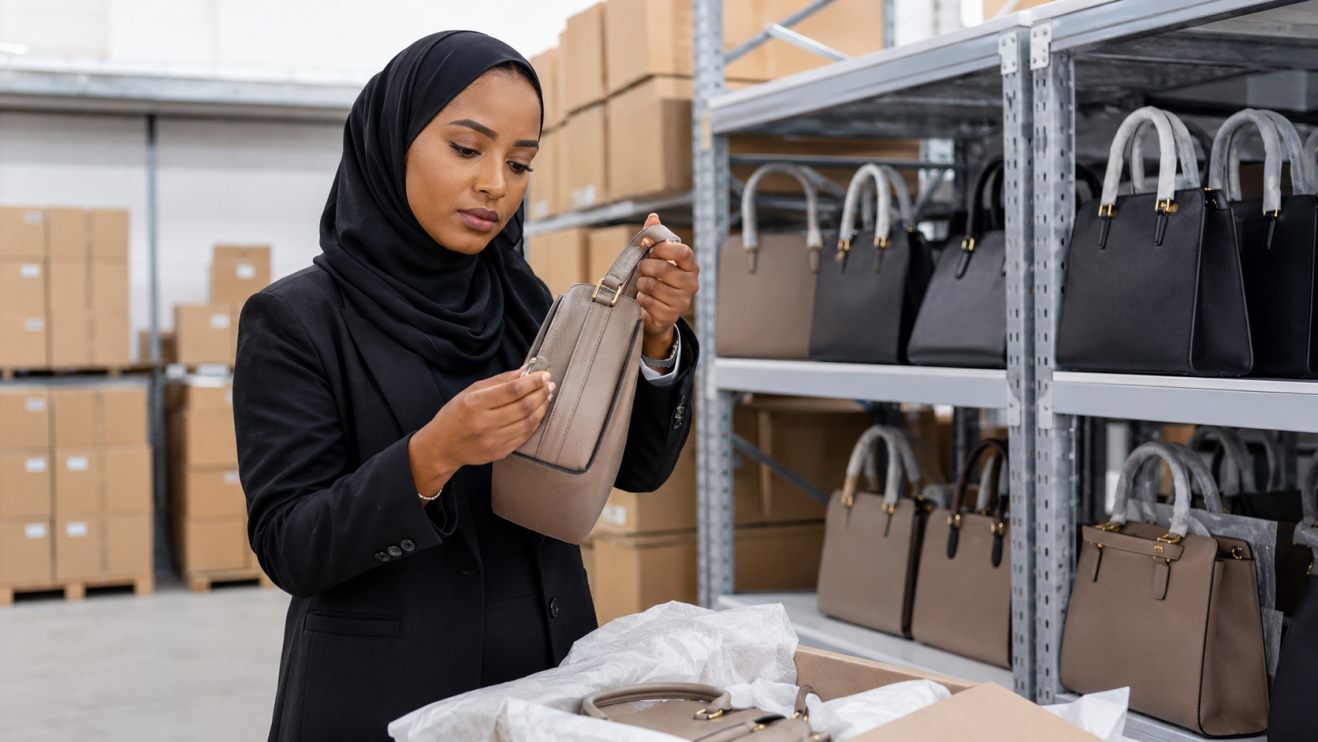 Handbag quality inspection before shipment and distribution