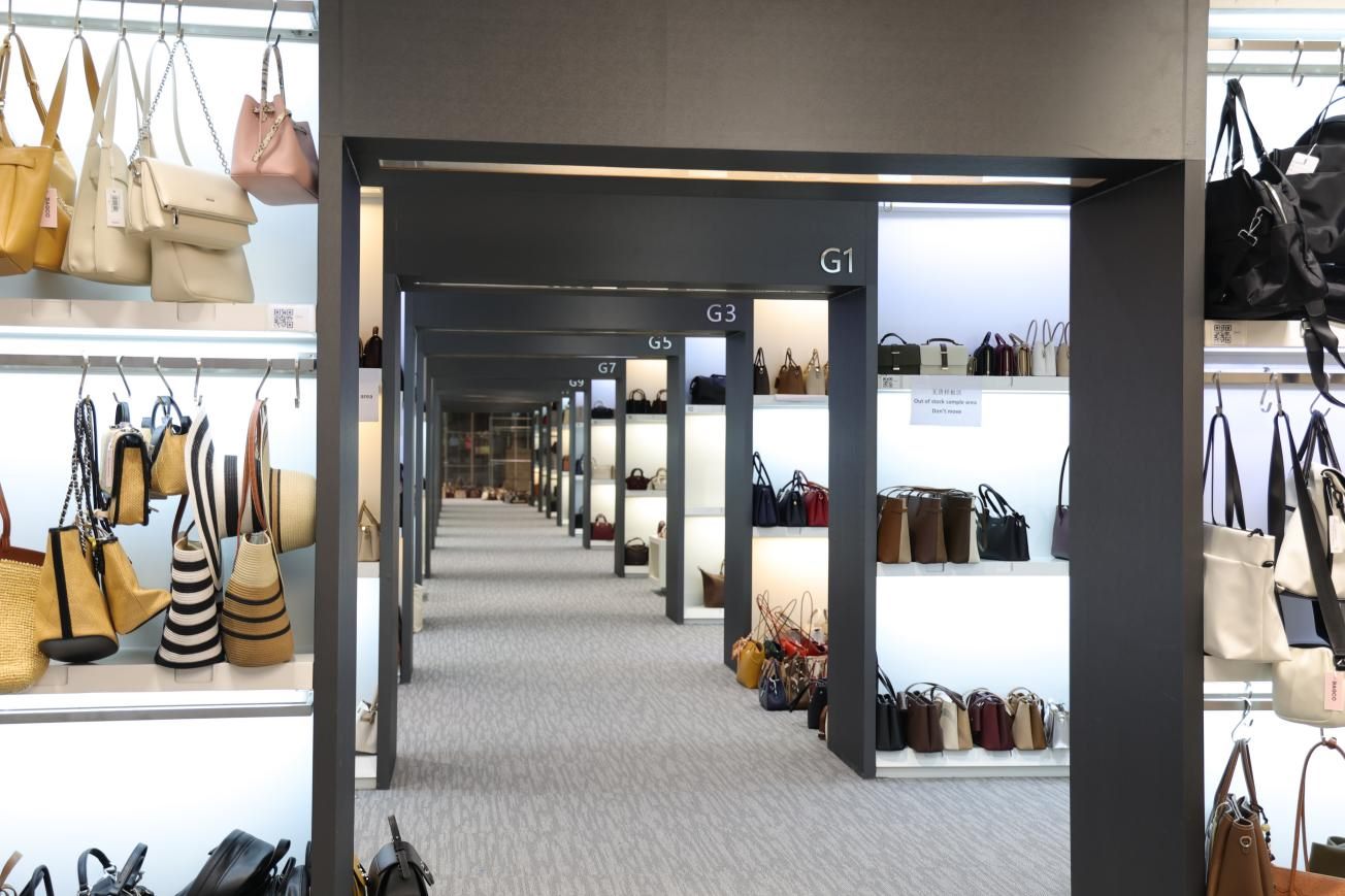 Handbag product range display for wholesale and retail buyers