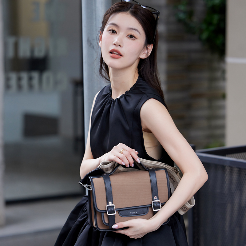 SUSEN Canvas Microfiber Cambridge Satchel Bag Vintage Style view 4