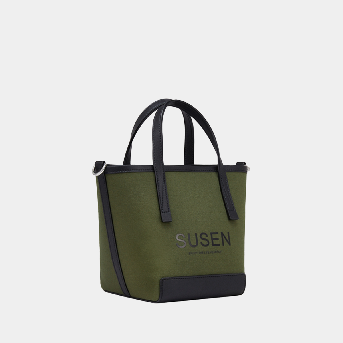 SUSEN Canvas Bucket Bag Drawstring Casual Chic Beige view 2