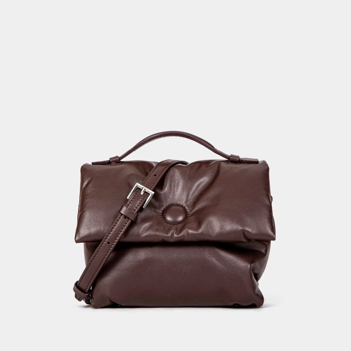 SUSEN Soft Calfskin Leather City Pillow Bag Bolster